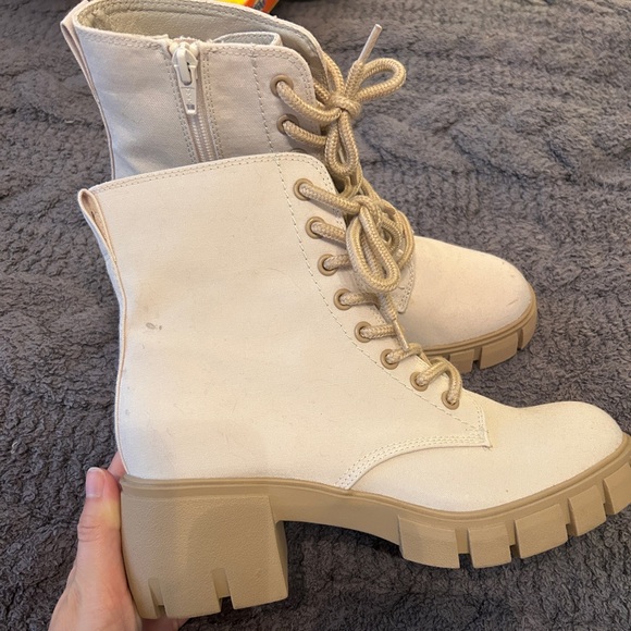 Cream Cargo Boots - Picture 1 of 9